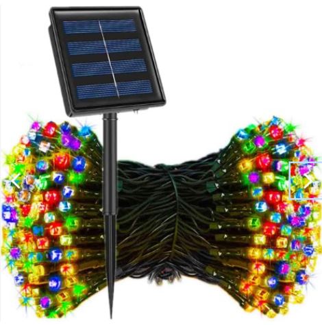 Luces navideñas ámbar con panel solar